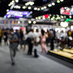 Blurred out business trade show