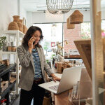 Small business owner on the phone